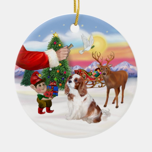 Leckerei für einen Blenheim Cavalier King Charles  Keramikornament (Vorne)
