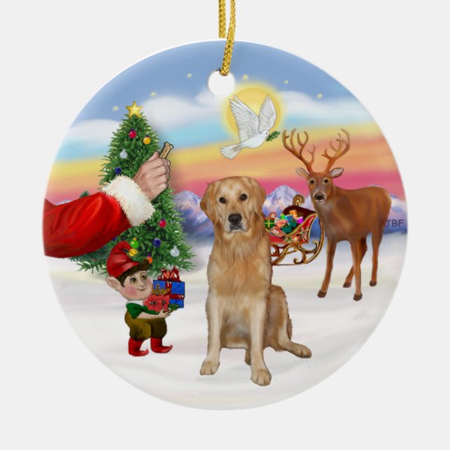 Leckerei für einen Golden Retriever (K) Keramikornament (Vorne)