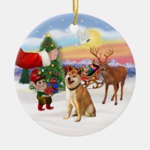 Leckerei für einen Shiba Inu Keramik Ornament