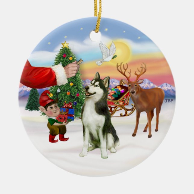 Leckerei für einen sibirischen Husky (#3) Keramikornament (Vorne)