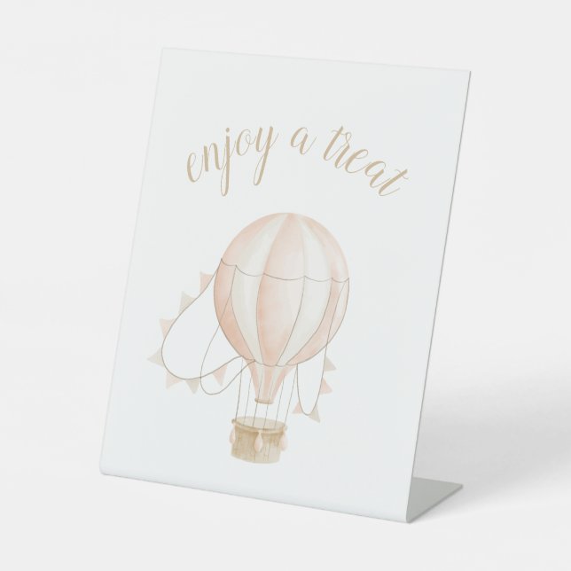 Leckerei für Wasserfarben Rosa Babydusche Sockelschild (Vorderseite)