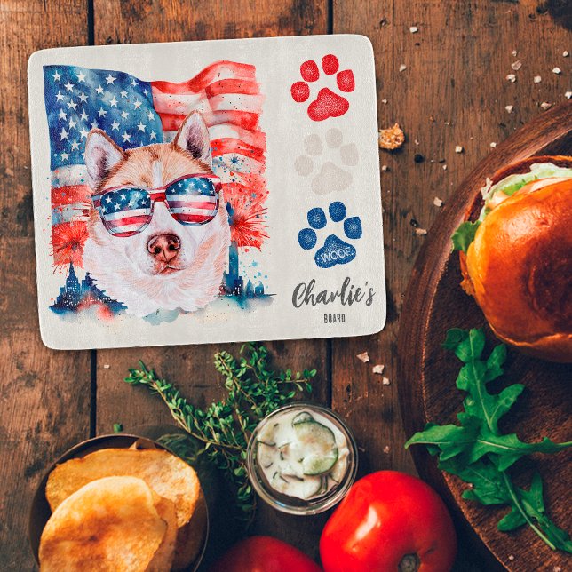 Leckerei Rot-Weiß und Blauer Creme Sibirische Husk Schneidebrett (Von Creator hochgeladen)