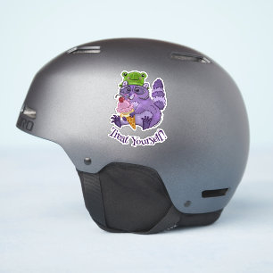 Leckerei Sie selbst, Lila Raccoon mit Eiscreme Aufkleber