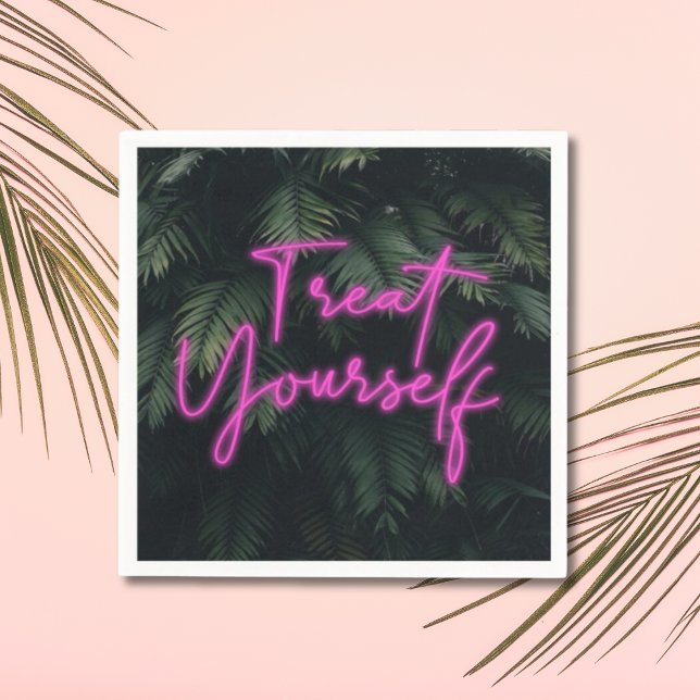 Leckerei Sie selbst Tropischer Neon Sign Wall Art  Serviette (Treat Yourself Neon Wedding Dessert Napkins)