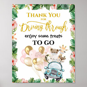 Leckerei-VOR-Zeichen für Laufwerk durch Dusche   S Poster