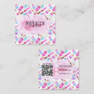 Leckereien Brezel Bäcker Bäckerei Leckereien Rosa Quadratische Visitenkarte