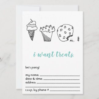 Leckereien Party Einladung - Cake Cookie Geburtsta