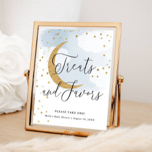 Leckereien und Favoriten Blue Gold Moon Baby Showe Poster