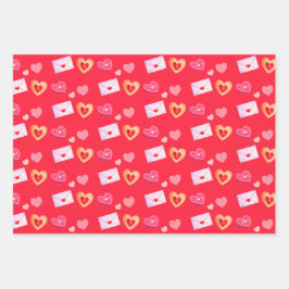 Leckereien und Liebe am Roten und Roten Valentinst Geschenkpapier Set