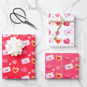 Leckereien und Liebe am Roten und Roten Valentinst Geschenkpapier Set