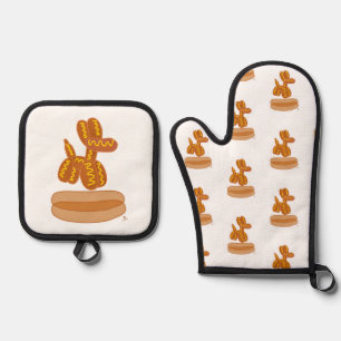 Leckerer Ballon Hot Dog Lustiger Cartoon Ofenhandschuh & Topflappen-Set