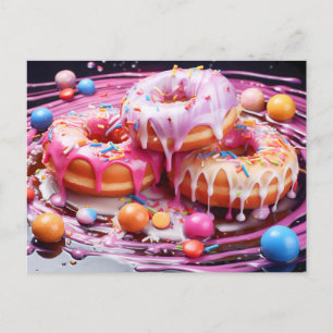 Leckerer Donut mit Zuckerglasur, Draufsicht. Überz Postkarte