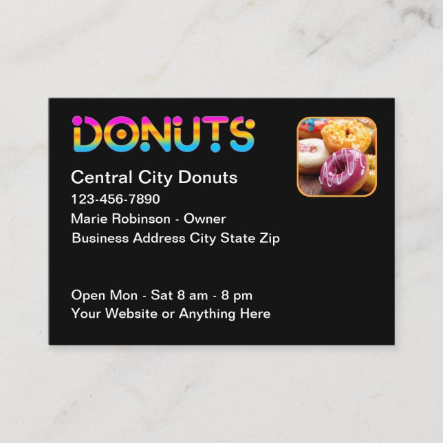 Leckerer Donut-Theme-Doughnut-Shop Visitenkarte (Vorderseite)
