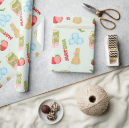Leckerer Erdbeer-Matcha mit Band Geschenkpapier