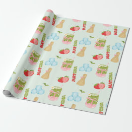 Leckerer Erdbeer-Matcha mit Band Geschenkpapier