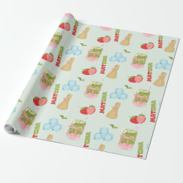 Leckerer Erdbeer-Matcha mit Band Geschenkpapier