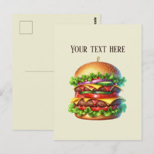 Leckerer Hamburger Nachricht Geschäftsname hinzufü Postkarte