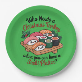 Leckerer Kawaii Weihnachts-Sushi-Platte Pappteller