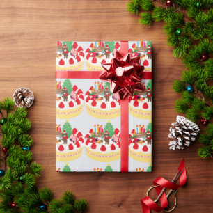 Leckerer moderner Weihnachtsfeiertag-Torte-Bär Geschenkpapier