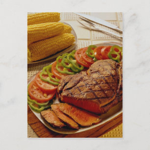 Leckerer Rinderbraten mit Mais Postkarte