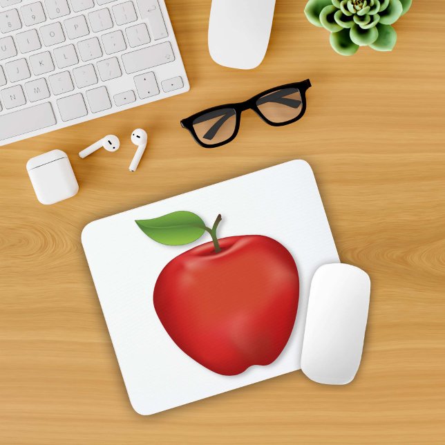 Leckerer roter köstlicher Apfel  Mousepad (Red Delicious Apple Mouse Pad. Mice like Apples Too!  An original drawing from my garden.)