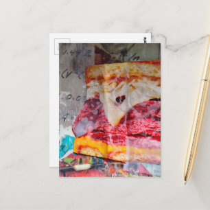 leckerer Sandwich-Junk-Journal-Mixed-Media-Collage Postkarte