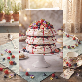 Leckerer süßer Pavlova-Kuchen | Alles Gute zum Geb Karte