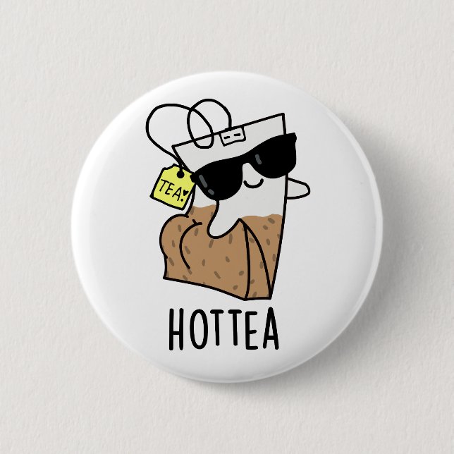 Leckerer Tee Lustiger Heißer Tee-Wortwitz  Button (Vorderseite)