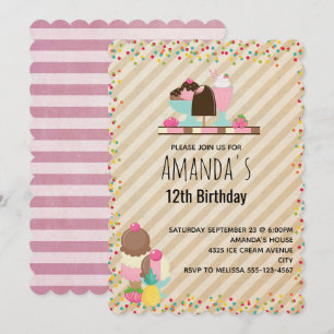 Leckeres Eis & Float Süßes Dessert Geburtstag Einladung