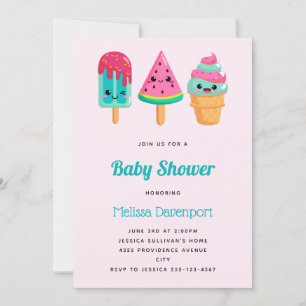 Leckeres Eis-Trio Sommer-Vibe Baby Shower Einladung