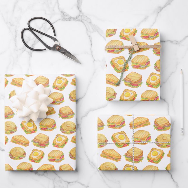 Leckeres gemustertes Picknick-Sandwich  Geschenkpapier Set (Vorderseite)