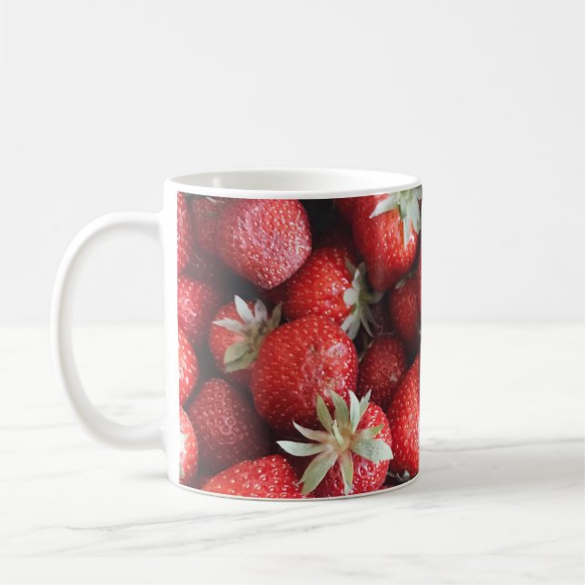 Leckeres rotes lebendiges Erdbeermuster Kaffeetasse (Links)