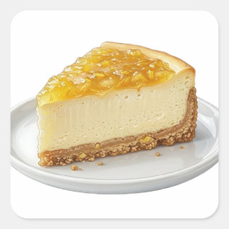 Leckeres Yuzu-Zitrus-Käsekuchen-Stück Quadratischer Aufkleber