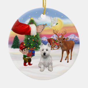 Leckerli für einen West Highland Terrier Keramik Ornament