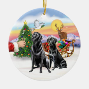Leckerli für zwei schwarze Labradors Keramik Ornament