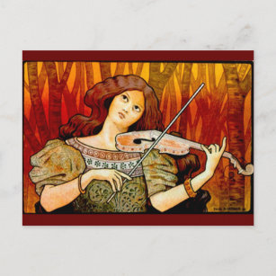 Lecons Music Violin Vintage Poster Postkarte