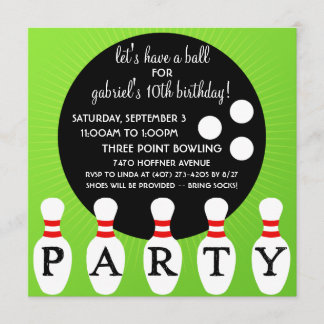 "Lectric Limon Button Party Bowling Birthday Party Einladung