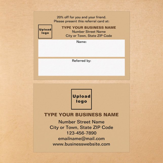 LED-Referenzkarte für das Geschäft speichern oder  Empfehlungskarte (Business light brown referral card for for your customers and their family, relatives or friends.)