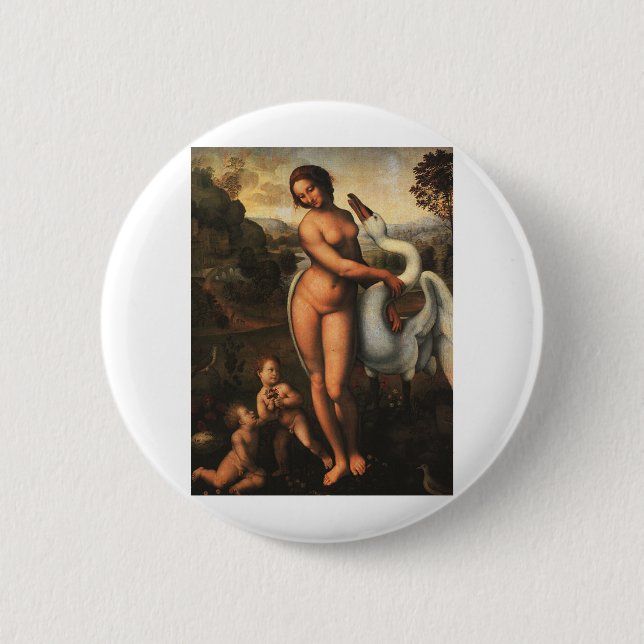 Leda und der Schwan Knopf Button (Vorderseite)