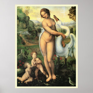 Leda und der Schwan von Leonardo da Vinci Poster