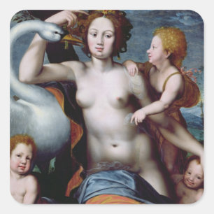 Leda und Swan Quadratischer Aufkleber