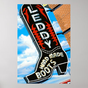 Leddy Stiefel-Speicher-Retro Leuchtreklame-Plakat Poster