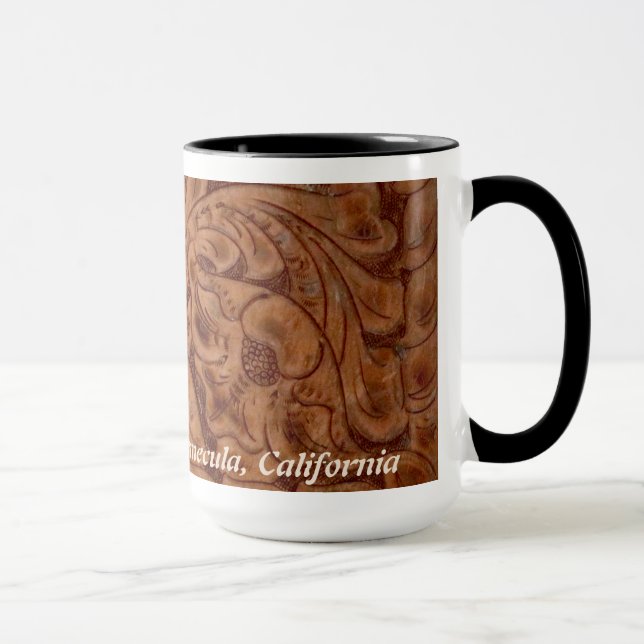Leder 15 Unze-Tasse Rancho Del Vinedos Temecula CA Tasse (Rechts)