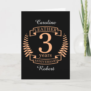 Leder 3 Jahre Hochzeitsjubiläum Karte