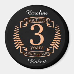 Leder 3 Jahre Hochzeitstag Magnet