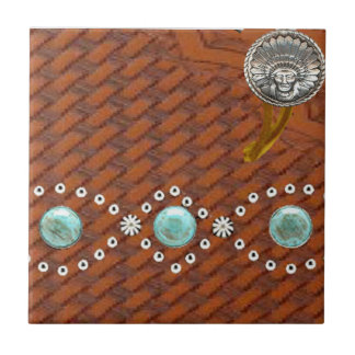 Leder"Apache" Türkis-Western-Fliese Fliese