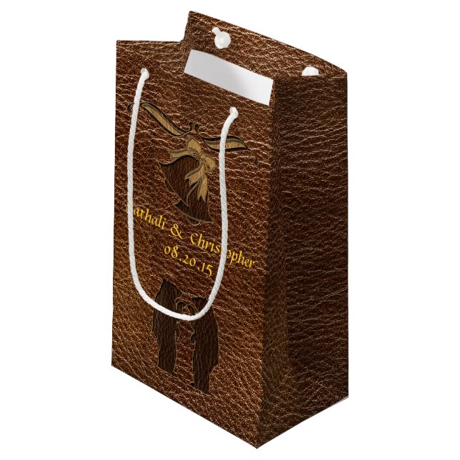 Leder-Blick Hochzeit Kleine Geschenktüte (Vorderseite Schrägansicht)