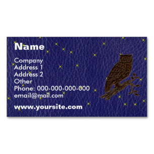 Leder-Blick Ureinwohner-Tierkreis-Eule Magnetische Visitenkarte