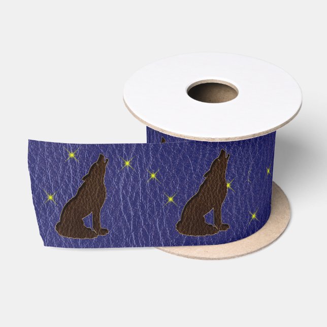 Leder-Blick Ureinwohner-Tierkreis-Wolf Satinband (Spule)