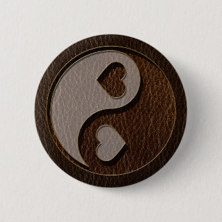 Leder-Blick Yin Yang Herz-Dunkelheit Button